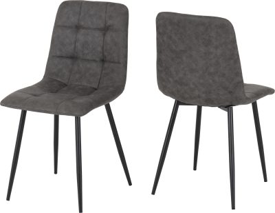 FENTON DINING SET (X4 CHAIRS) - WHITE/DARK GREY SUEDE FABRIC