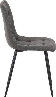 FENTON DINING SET (X4 CHAIRS) - WHITE/DARK GREY SUEDE FABRIC