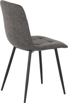 FENTON DINING SET (X4 CHAIRS) - WHITE/DARK GREY SUEDE FABRIC