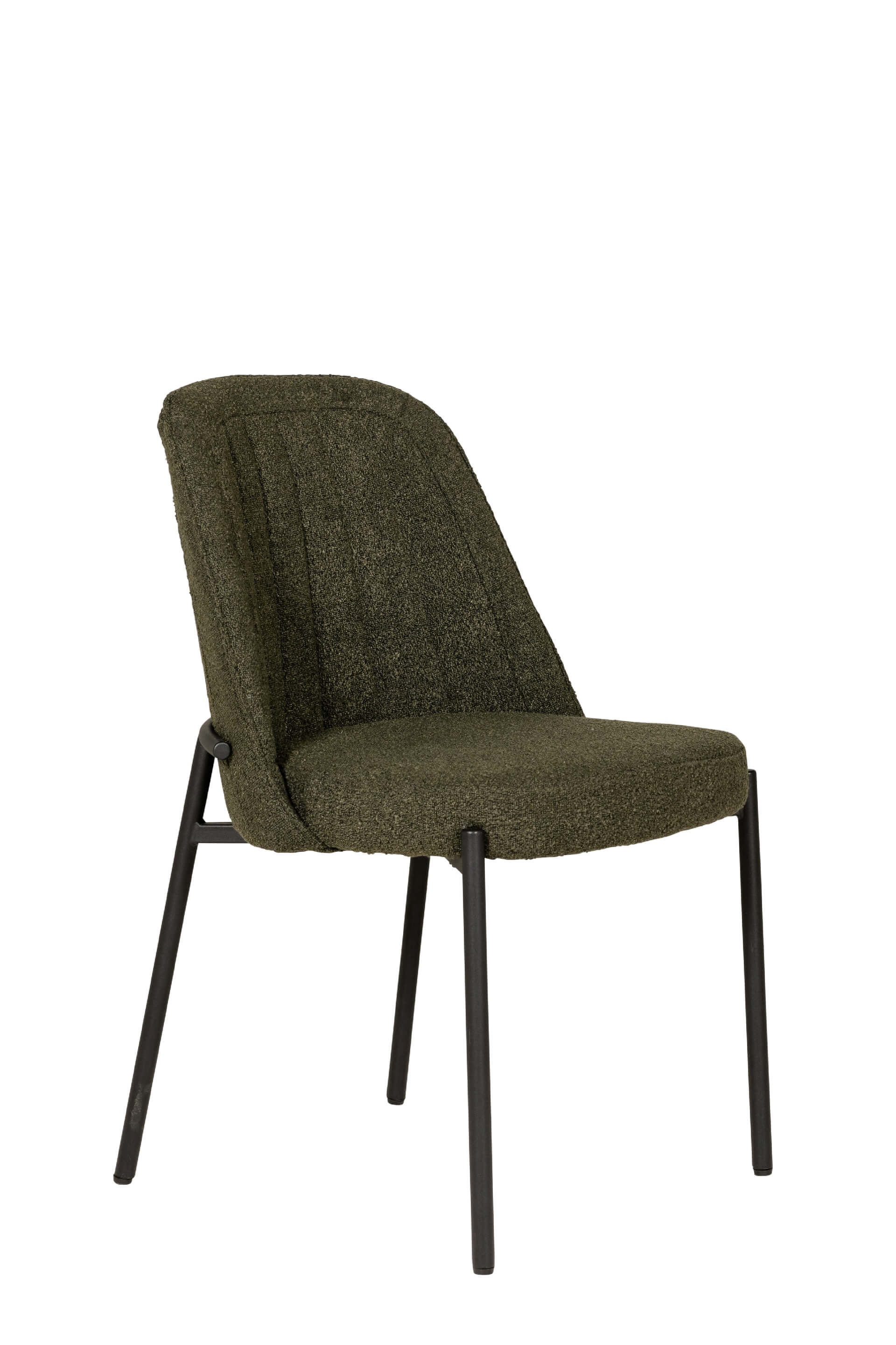 Field Dining Chair – Available in Natural or Green with Boucle Fabric & Black Metal Legs