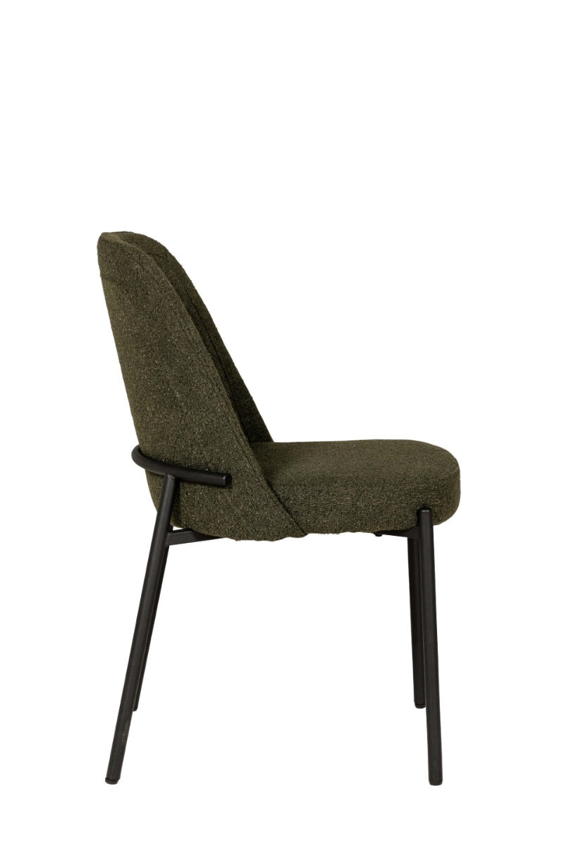 Field Dining Chair – Available in Natural or Green with Boucle Fabric & Black Metal Legs