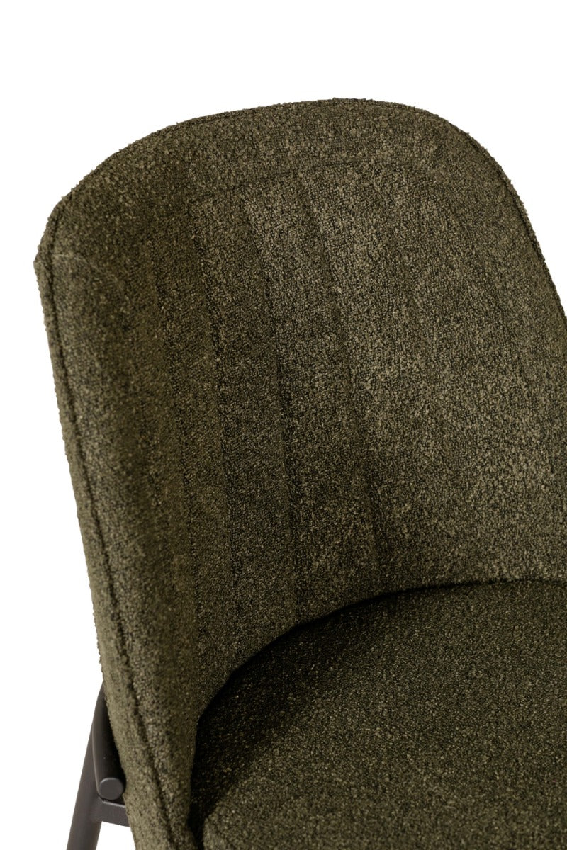 Field Dining Chair – Available in Natural or Green with Boucle Fabric & Black Metal Legs