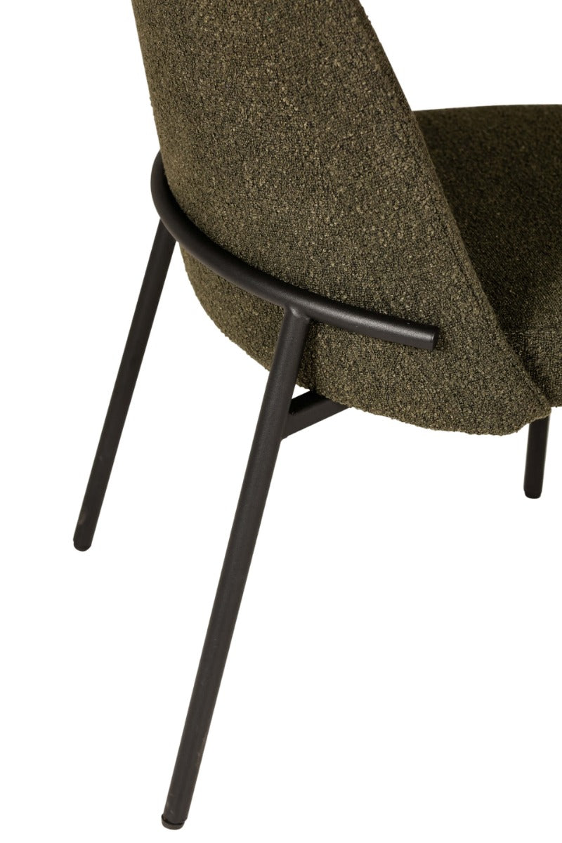 Field Dining Chair – Available in Natural or Green with Boucle Fabric & Black Metal Legs