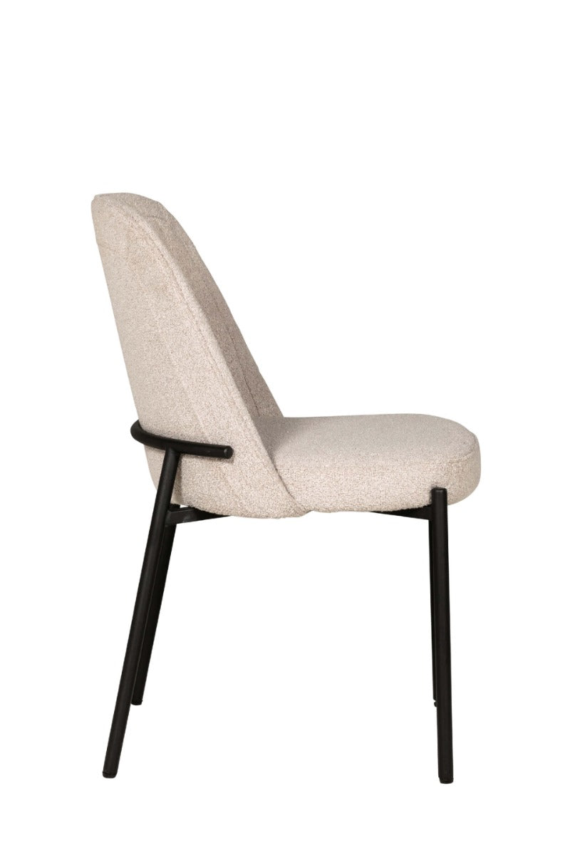 Field Dining Chair – Available in Natural or Green with Boucle Fabric & Black Metal Legs