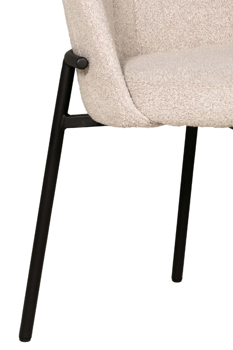 Field Dining Chair – Available in Natural or Green with Boucle Fabric & Black Metal Legs