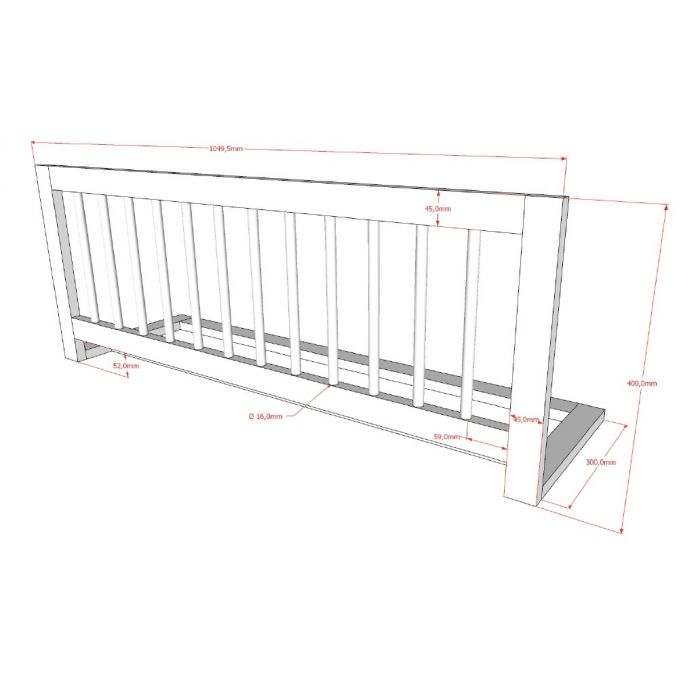 FORREST SAFETY RAIL ROUND BARS BEECH WHITE