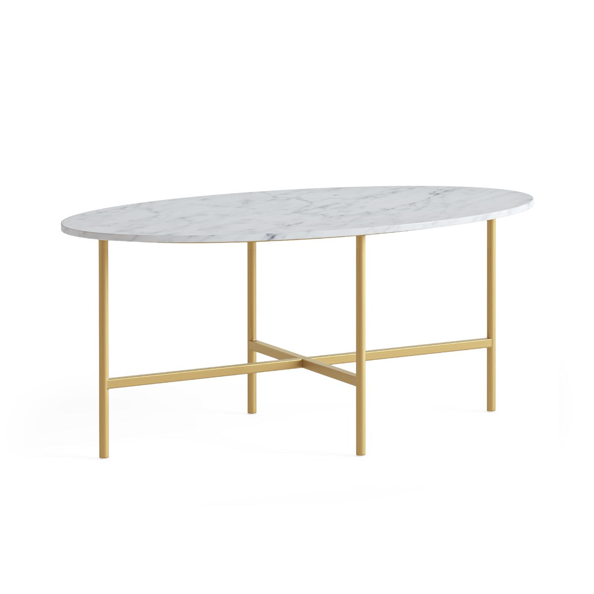 Marmora OVAL COFFEE - GOLD BASE WHITE MARBLE
