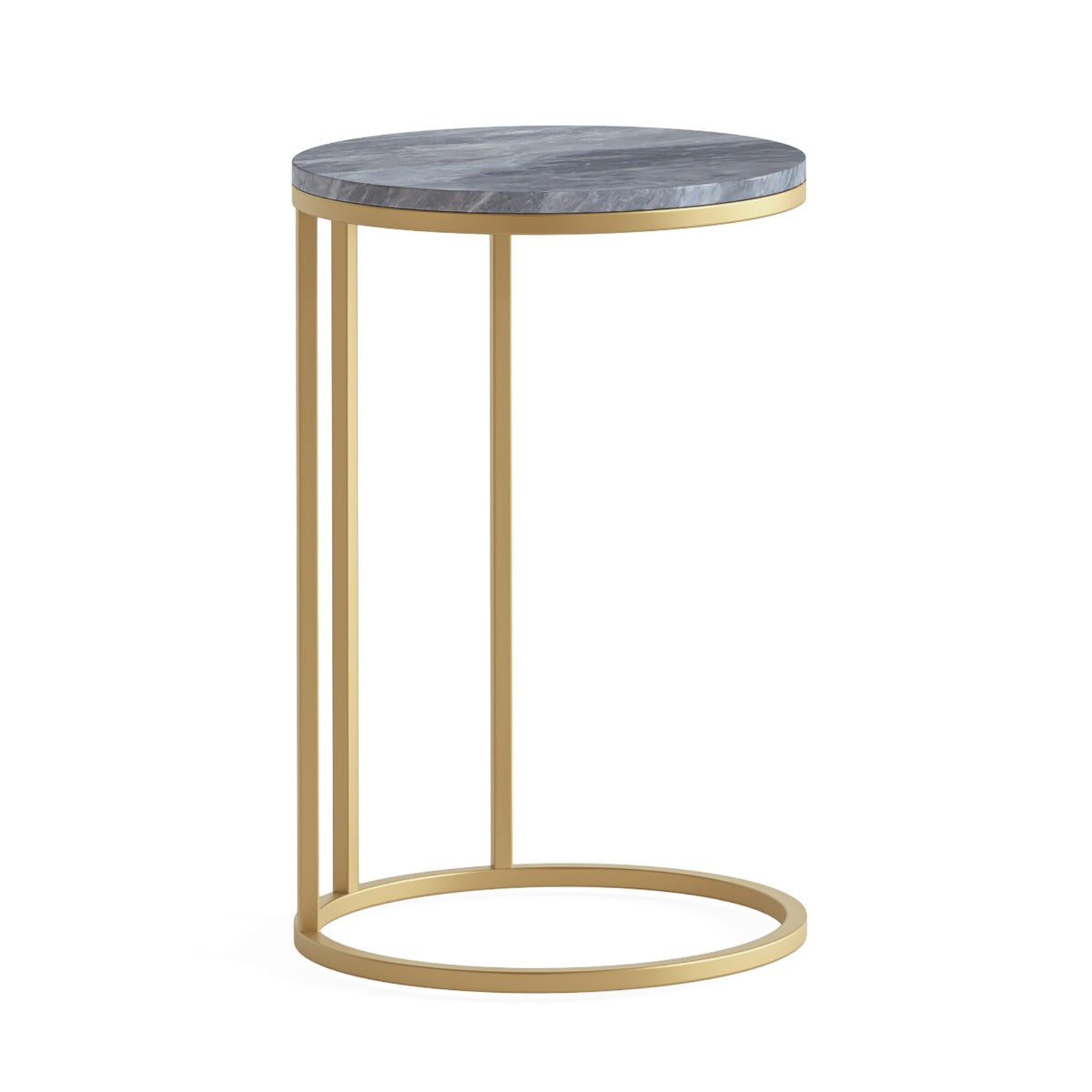 Marmora C SIDE TABLE - GOLD BASE GREY MARBLE