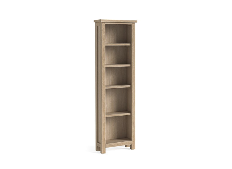 MODERN COUNTRY OAK SLIM BOOKCASE_KD__ FREE NATIONWIDE DELIVERY BY HOMELINE FURNITURE