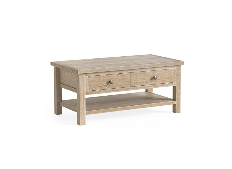 MODERN COUNTRY OAK COFFEE TABLE WITH SHELF__ FREE NATIONWIDE DELIVERY BY HOMELINE FURNITURE