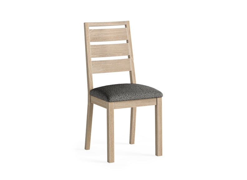 MODERN COUNTRY OAK DINING CHAIR (BOUCLE GREY)__ FREE NATIONWIDE DELIVERY BY HOMELINE FURNITURE