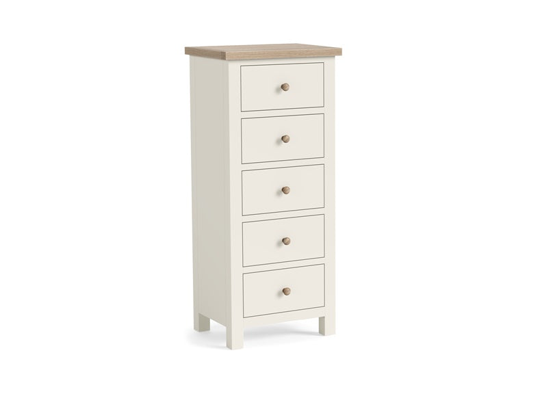 MODERN COUNTRY COCONUT 5 DRAWER TALL CHEST__ FREE NATIONWIDE DELIVERY BY HOMELINE FURNITURE
