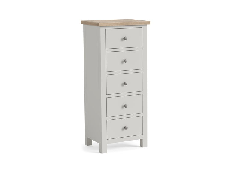 MODERN COUNTRY GREY 5 DRAWER TALL CHEST__ FREE NATIONWIDE DELIVERY BY HOMELINE FURNITURE