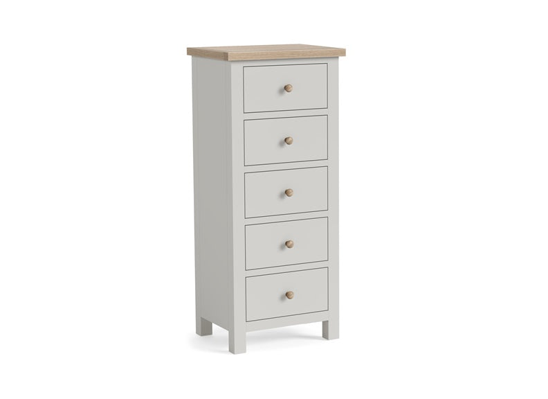 MC Grey 5 Drawer Chest - wooden handles