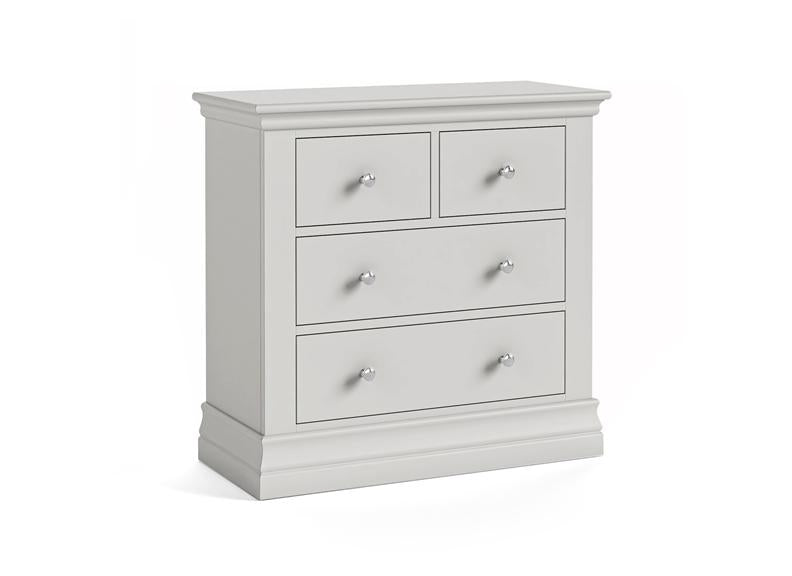 Burgundy 2+2 Chest Of Drawers – Cool Light Grey Lacquered Bedroom Storage Unit