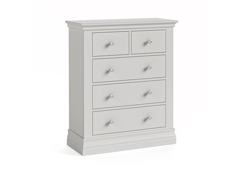 Burgundy 2+3 Chest Of Drawers – Cool Grey Lacquered Bedroom Storage Unit