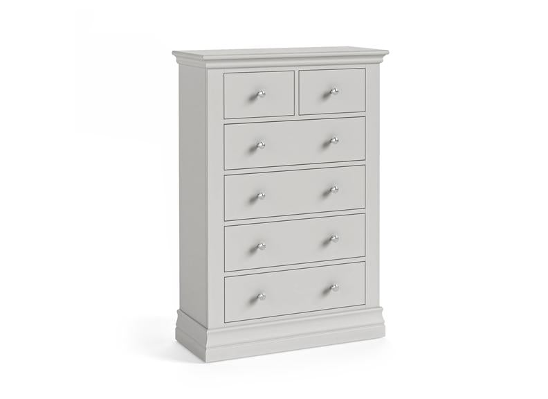 Burgundy 2+4 Chest Of Drawers – Cool Grey Lacquered Bedroom Storage Unit