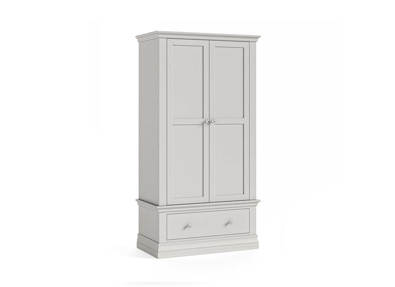 Burgundy Gents Wardrobe – Cool Grey Lacquered Bedroom Storage
