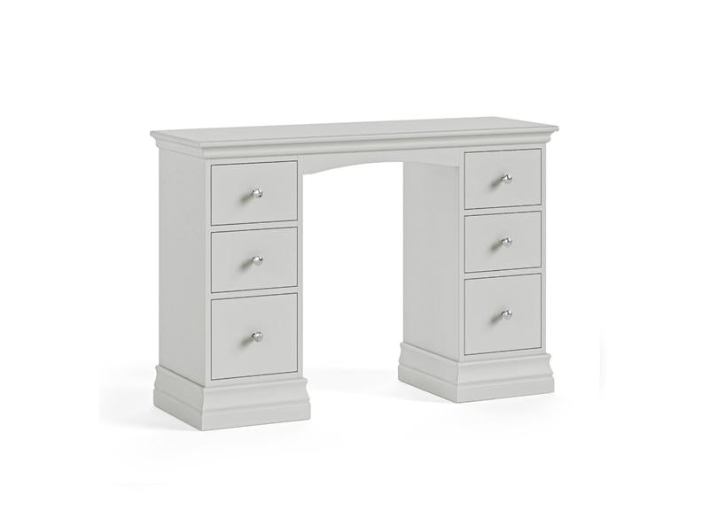 Burgundy Double Pedestal Dressing Table – Cool Light Grey Lacquered Vanity Table