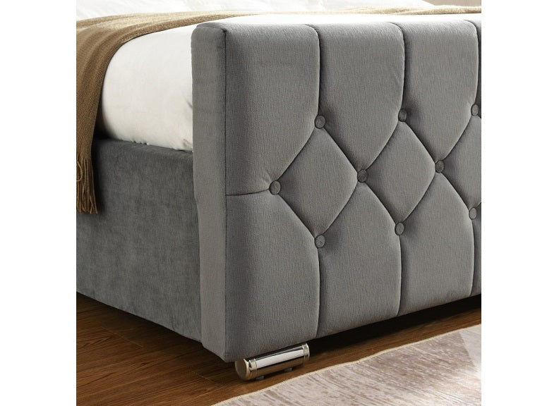 Galway Grey Velvet Bed - base