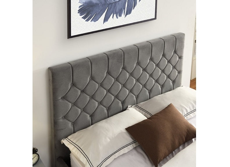 Galway Grey Velvet Bed - headboard