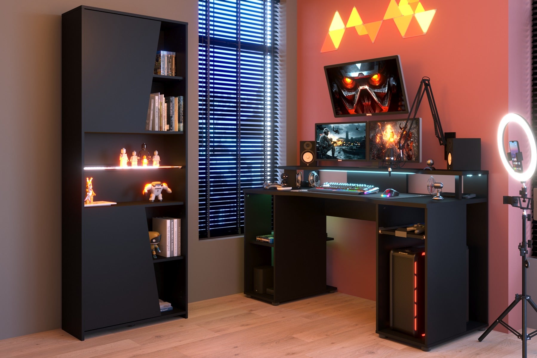 Level Gaming Desk in Dark Grey and Black - Sleek and Modern Design