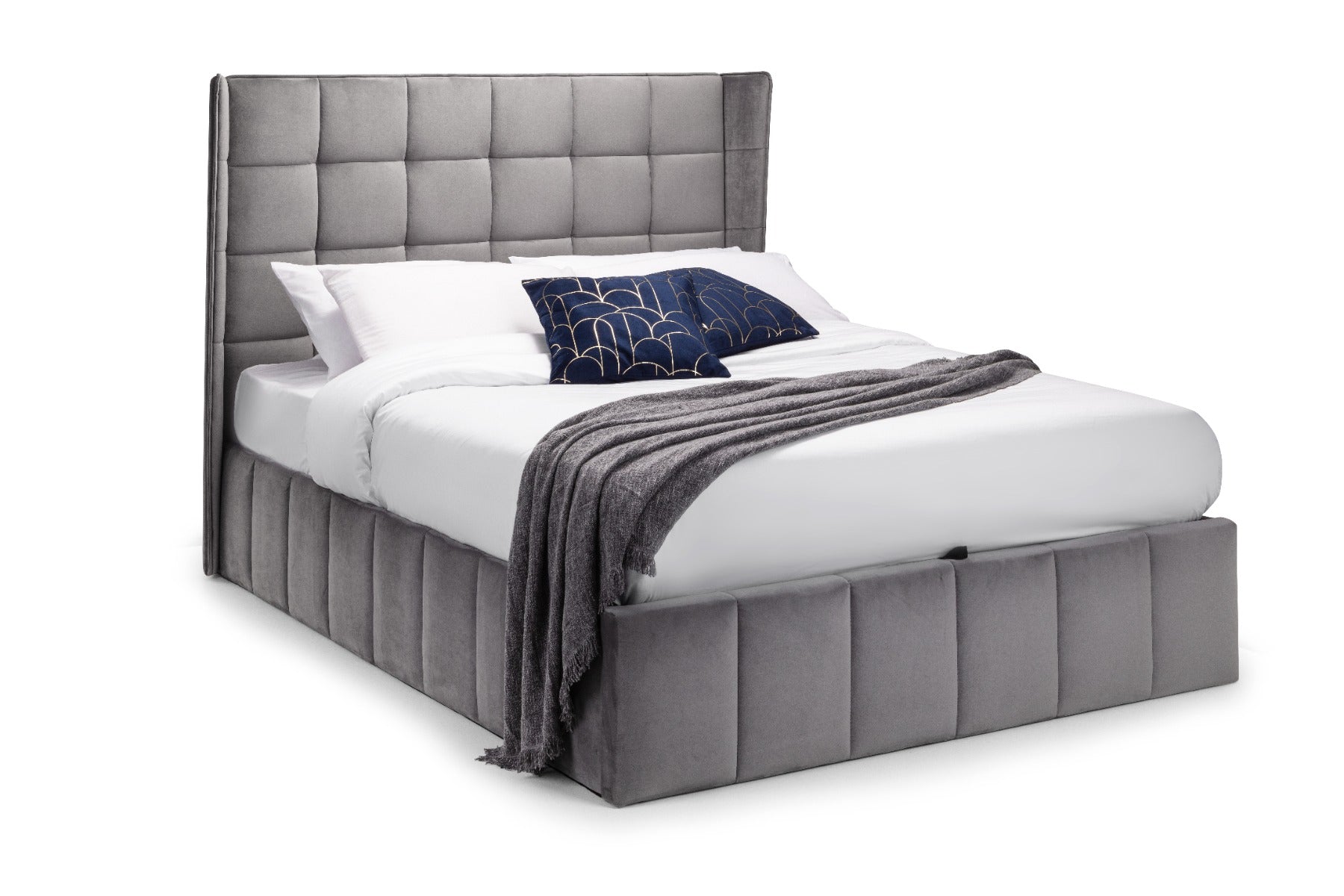 Gatsby Storage Ottoman Bed King Size 150cm - Light Grey