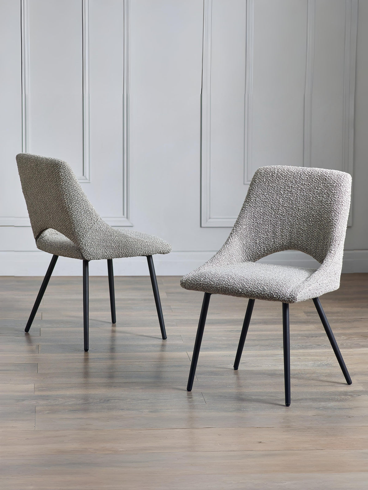 Set Of 2 Iris Boucle Dining Chairs - Grey (oos)