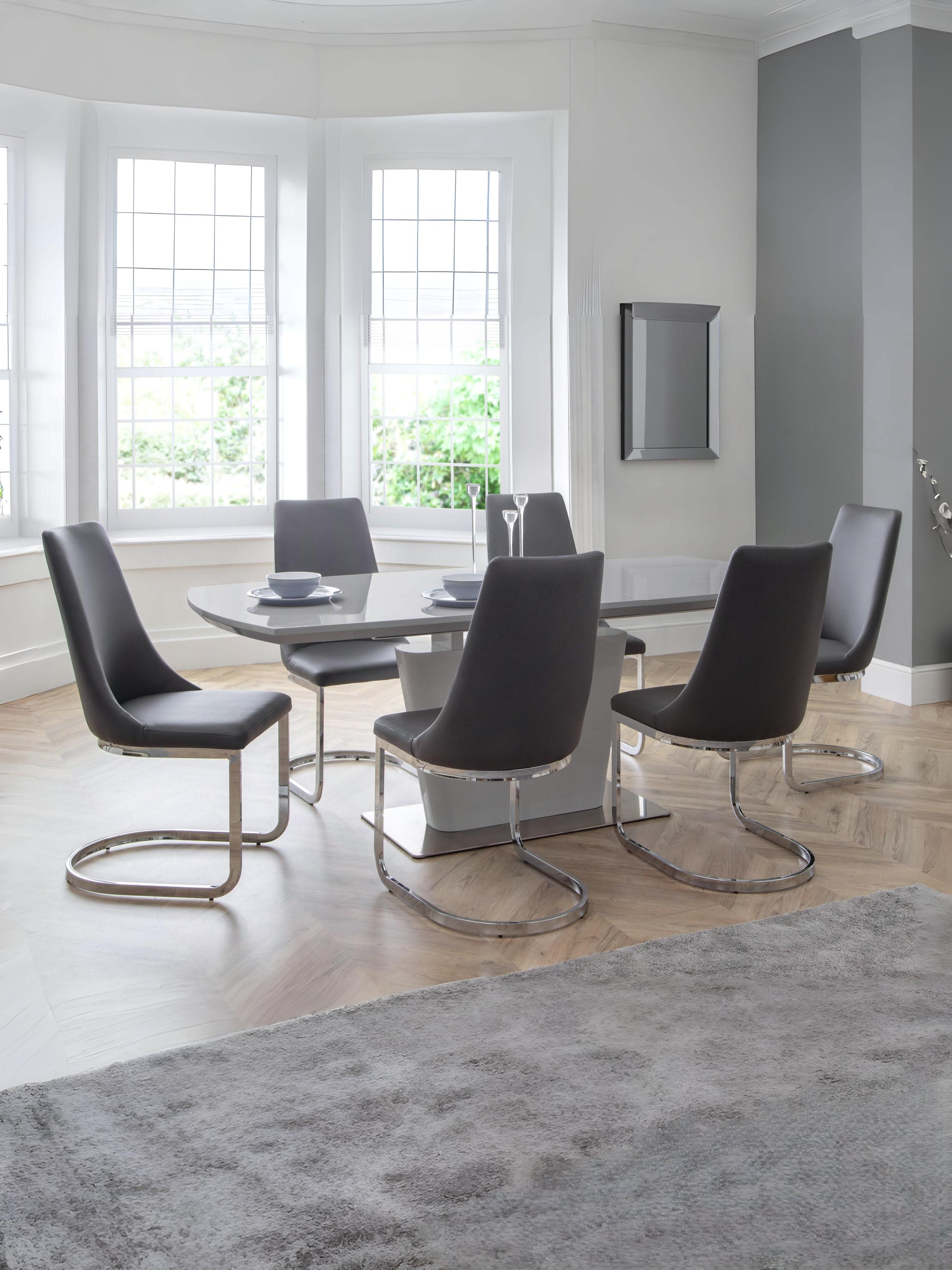 Como High Gloss Extending Table - Grey