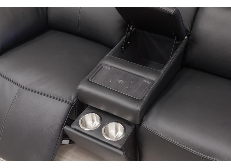Griffin Black Full Leather Power Recliner 2.5 Seater Sofa - Optional Charging Console