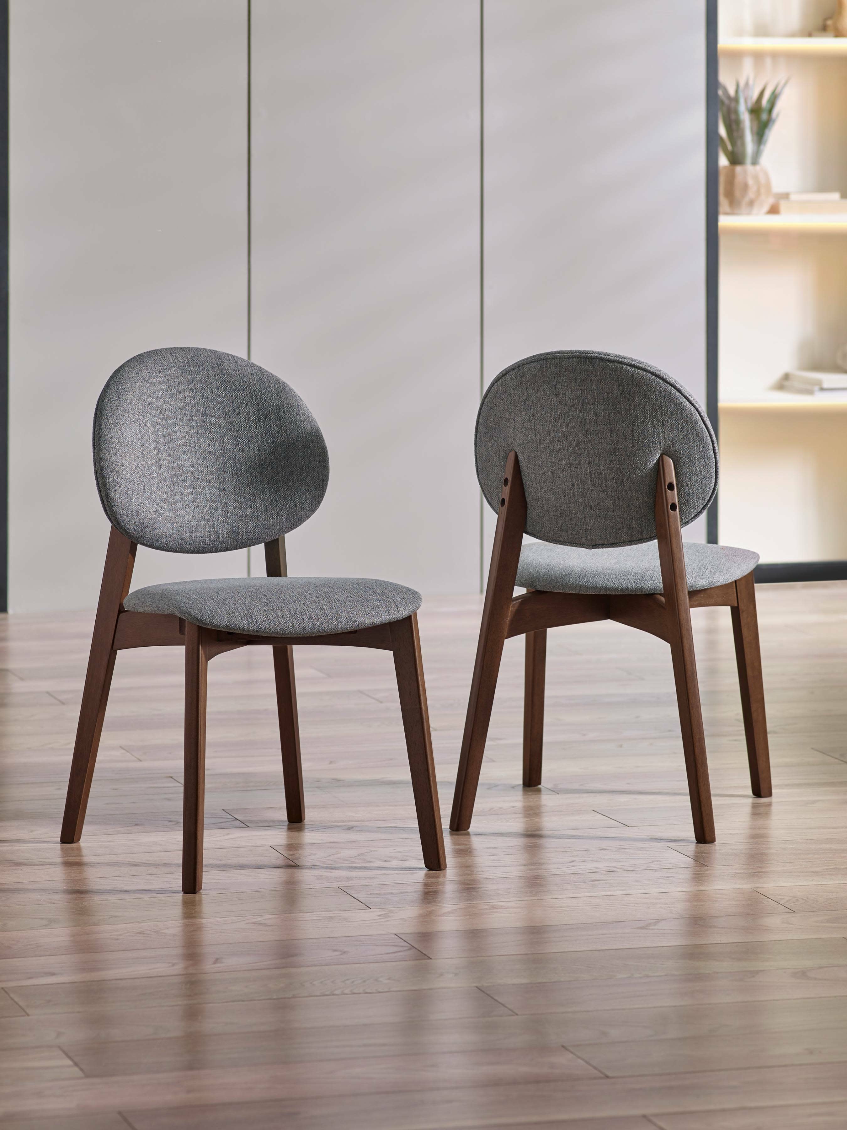 Set of 2 Artemis Walnut and Grey Dining Chairs