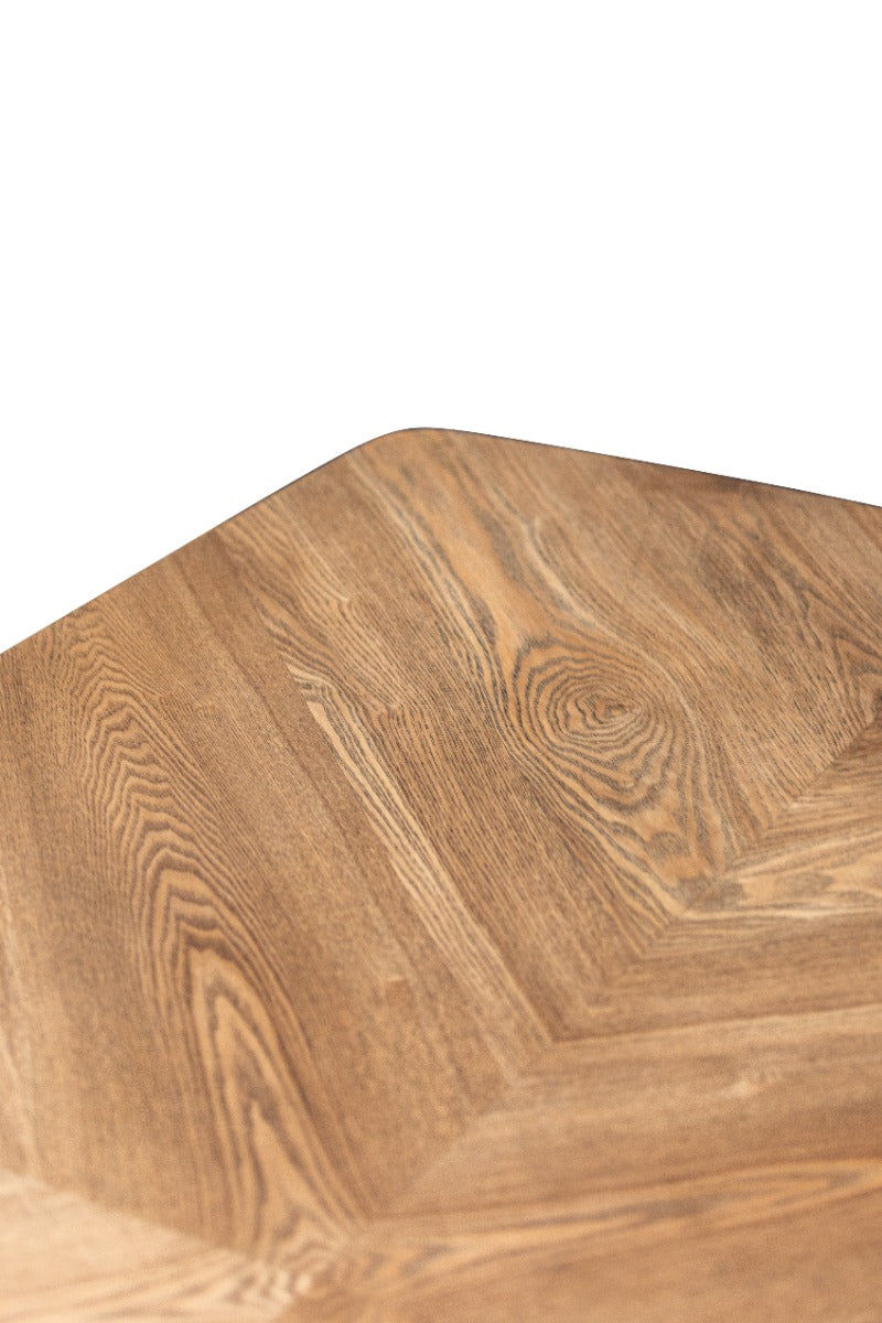 Hampton Medium Oak Veneer 1.6m Dining Table – Symmetrical Inlay with X-Frame Black Base