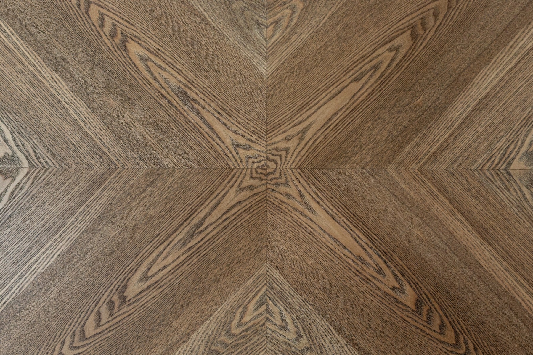 Hampton Medium Oak Veneer 1.6m Dining Table – Symmetrical Inlay with X-Frame Black Base