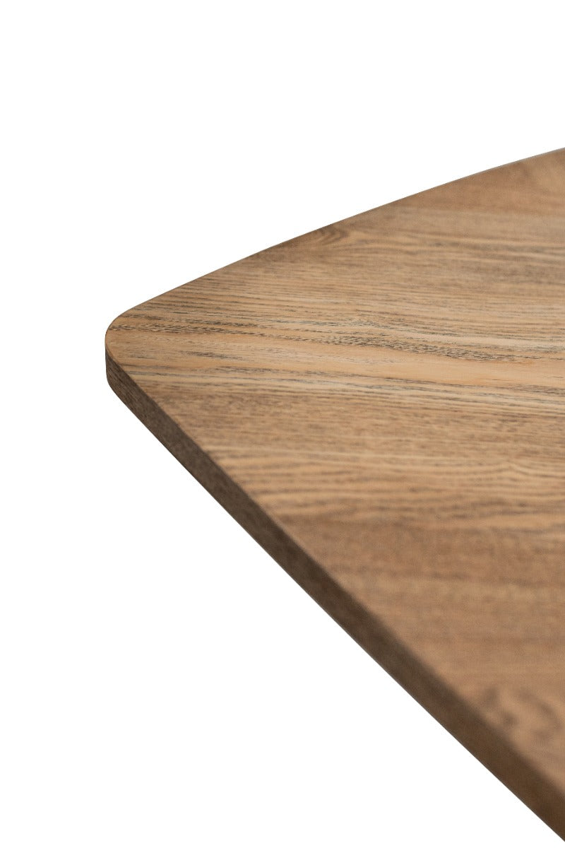 Hampton Medium Oak Veneer 1.6m Dining Table – Symmetrical Inlay with X-Frame Black Base