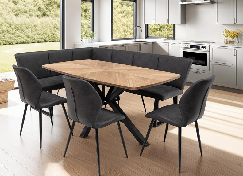 Hampton Oak Fixed Dining Table W/Sheldon Chairs, Franklin Corner