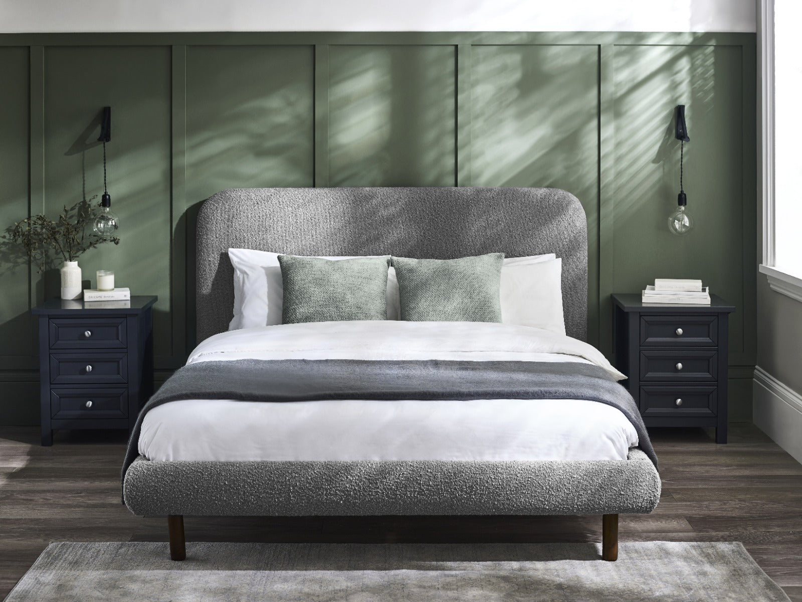 Hannah Double Bed 135cm - Grey Boucle