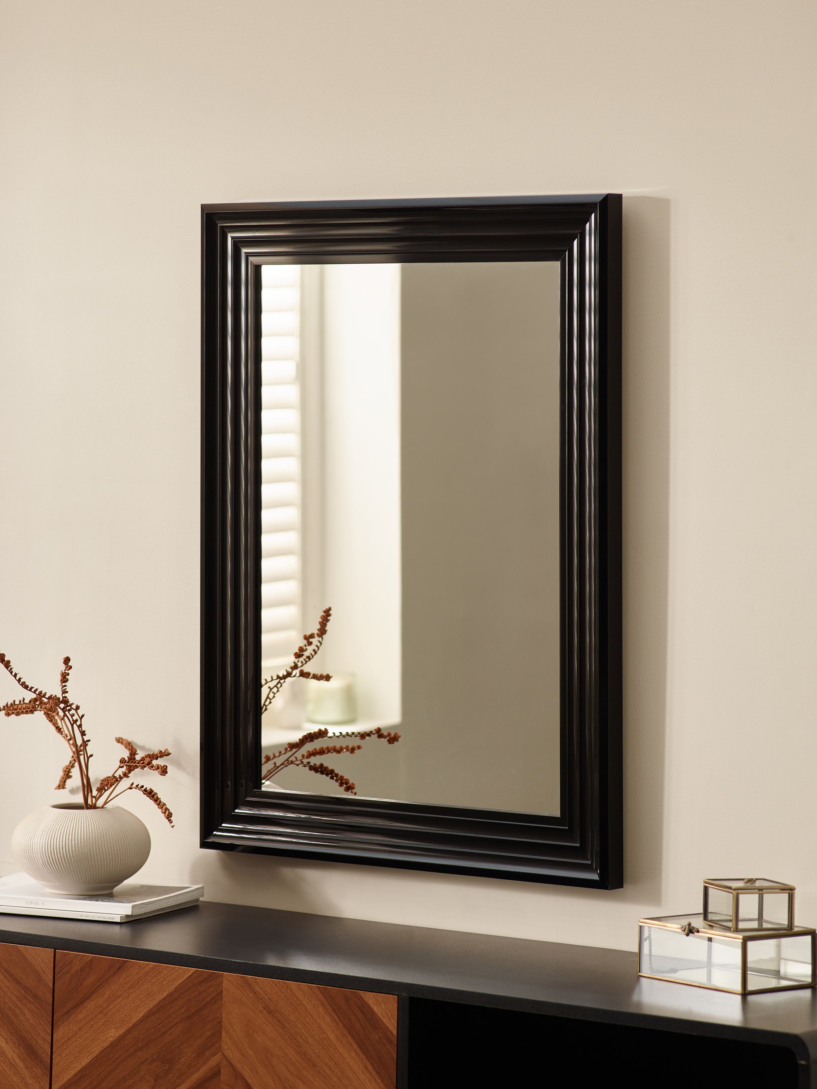Tokyo Gloss Black Rectangular Wall Mirror
