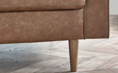 Henley 2 Seater Sofa with Bolster – Brown Tan Faux Leather