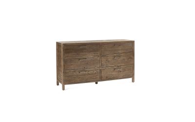 Heritage 6 Drawer Wide Chest – Reclaimed Wood with Industrial Style Handles