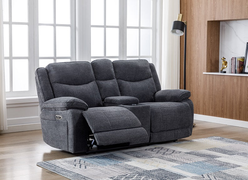 Herbert Dark Grey 2PPC Sofa W/Charging Console
