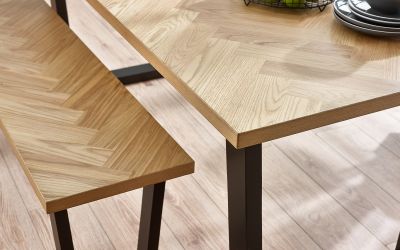 Hilton Dining Bench – Herringbone Oak Veneer, 134cm