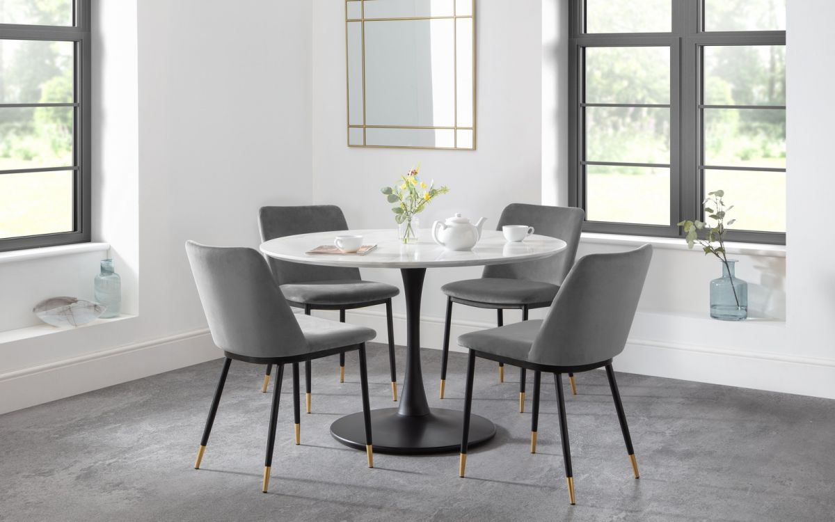 Holland Round Pedestal Table – Marble Effect, 120cm
