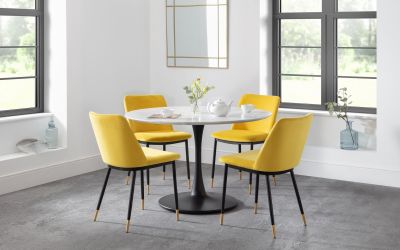 Holland Round Pedestal Table – Marble Effect, 120cm