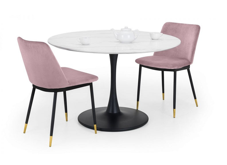 Holland Round Pedestal Dining Set – Marble Effect, 120cm