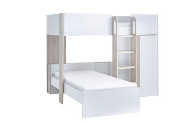 Horizon Bunk Bed - Pale Wood & White Finish with Built-in Storage & Glow-in-the-Dark Steps | Homeline Furniture