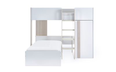 Horizon Bunk Bed - Pale Wood & White Finish with Built-in Storage & Glow-in-the-Dark Steps | Homeline Furniture