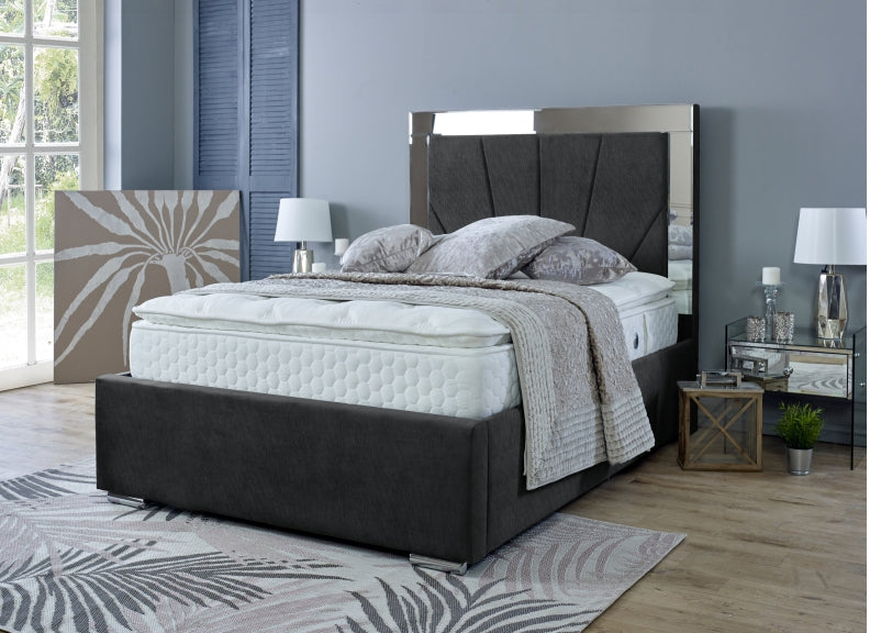 Horizon Fabric Mirrored Bed
