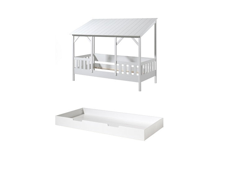 House Bed With White Roof And Optional Drawer