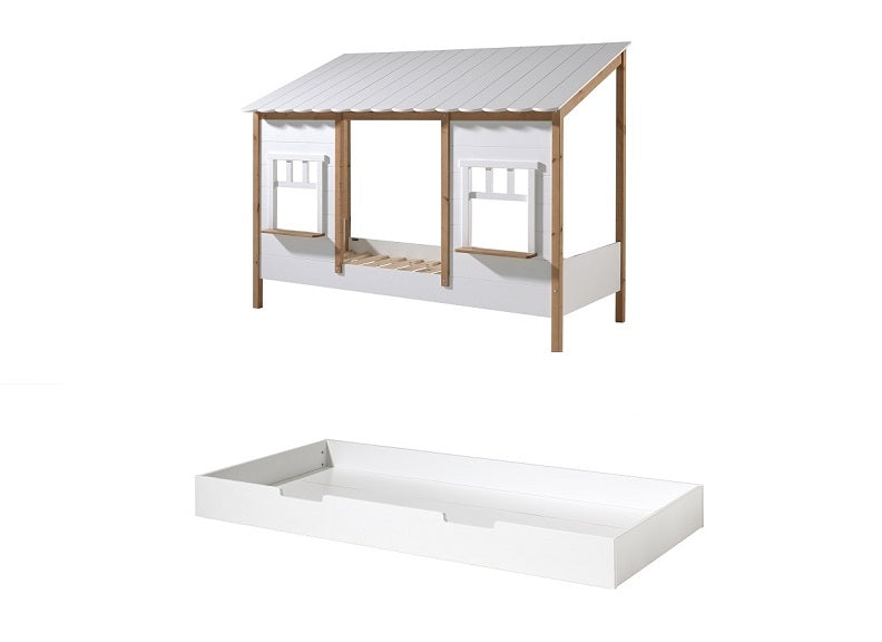 Kids Country Cottage White House Bed W/Optional Drawer