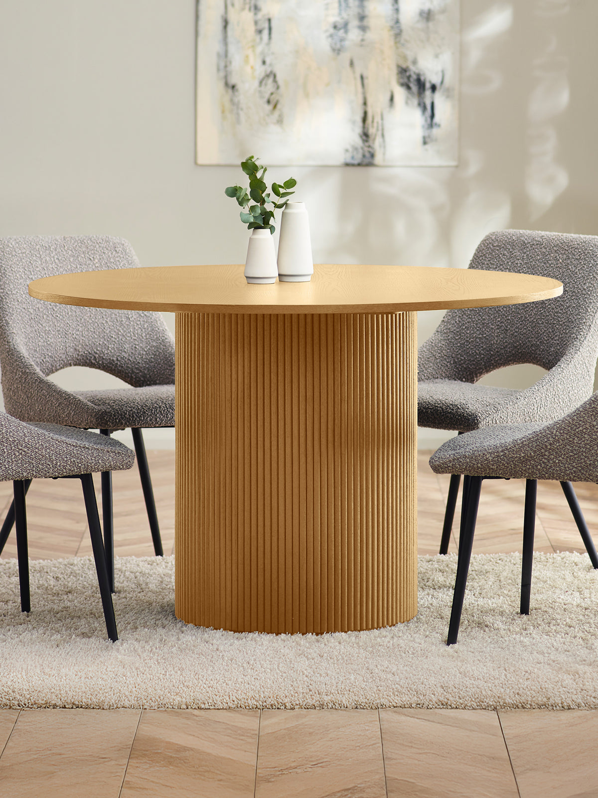 Louis Light Oak Fluted 120cm Round Dining Table (oos)